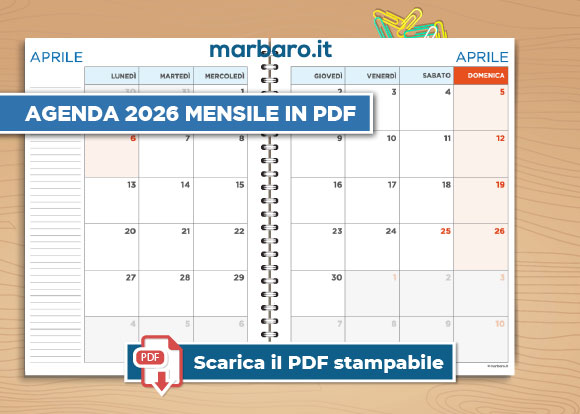 Scarica gratis il PDF dell'agenda mensile 2026 stampabile Scarica gratis il PDF dell'agenda mensile 2026 stampabile