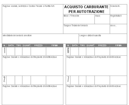 scheda carburante editabile da