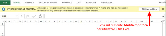 Visualizzazione protetta file Excel abilita le modifiche
