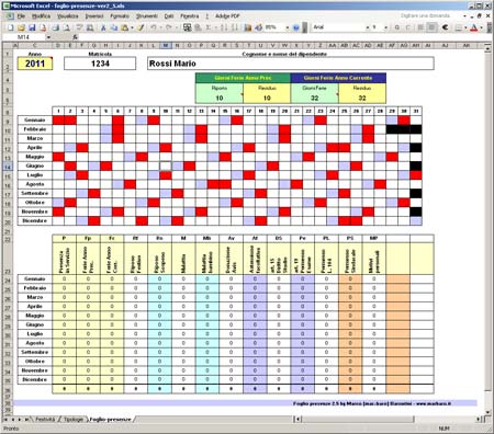 Nuovo Foglio Presenze in Excel
