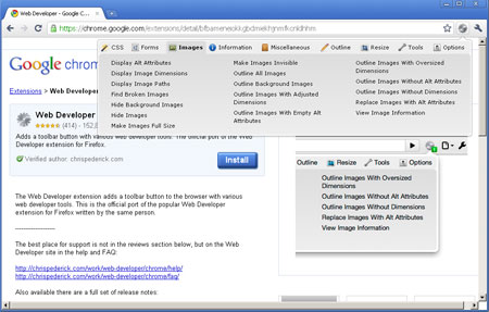 Web Developer Toolbar per Chrome